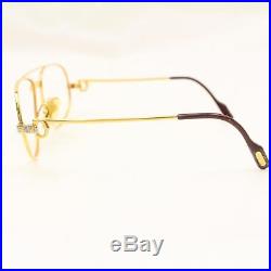 Authentic Cartier Eyeglass Frame Goldtone X Bordeaux Without Lenses 128434