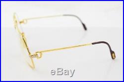 Authentic Cartier Eyeglass Frame Vendome Santos Gold X Bordeaux 1101238