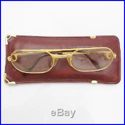 Authentic Cartier Eyeglass Frame With Lenses Goldtone X Bordeaux 56432
