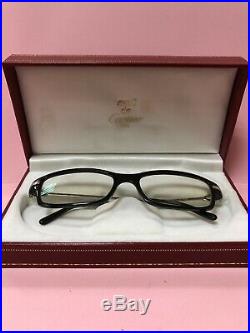 Authentic Rare Vintage Cartier Eyeglasses Frame Silver Finish Black Frame R