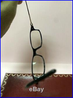 Authentic Rare Vintage Cartier Eyeglasses Frame Silver Finish Black Frame R