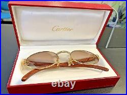 Authentic Vintage Cartier Sunglasses 55 22 135b Bubinga Wood