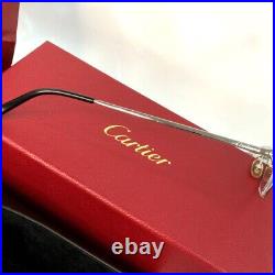 Authentic Vintage Silver Cartier C Decor Eyeglasses Frames Box Warranty Book