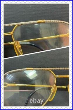 Authentic vintage rare Fred AMERICA CUP Eyeglasses steel rope gold trims R13