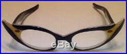 Awesome Vintage1950's Black/Creme Cat Eye Eyeglasses witho Lens