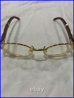 Beautiful Vintage Cartier 135b Gold/Wood Frame Eyeglasses 49-20 Rare