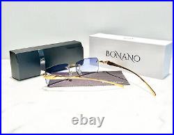 Bonano Calabria Gold Glasses Eyeglasses Sunglasses Frame Vintage 54 JPG Cartier