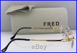 Brand New Authentic Vintage FRED Rimless Eyeglasses Joyau Yellow Gold F2-50 135