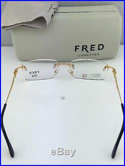 Brand New Authentic Vintage FRED Rimless Eyeglasses Joyau Yellow Gold F2-50 135