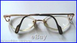 CARTIER 1990s CLASSIC C 18K GOLD PLATED RIMLESS EYEGLASSES -MADE IN FRANCE- MINT