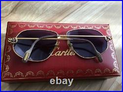 CARTIER 24K GOLD (GP) ORIG. PANTHER GM Blue Lens Aviator Sun Glasses. Special! READ