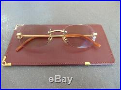 CARTIER C Decor Gold rimless eyeglasses / sunglasses vintage rare + Cartier Case