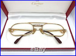 CARTIER MUST SANTOS 55-20 140 GOLD Eyeglasses Sunglasses Vintage with BOX 11030