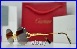 CARTIER Rimless Decor C Small Eyeglasses sunglasses Gold Frame Vintage New Brill