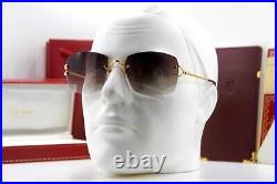 CARTIER Rimless Decor C Small Eyeglasses sunglasses Gold Frame Vintage New Brill