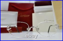CARTIER Rimless Decor C Small Eyeglasses sunglasses Platinum Frame Vintage New