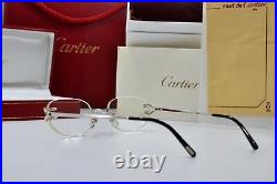 CARTIER Rimless Decor C Small Eyeglasses sunglasses Platinum Frame Vintage New