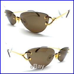 CARTIER Rimless Vintage! Eyeglasses / Sunglasses Panthere Santos Gold 11222