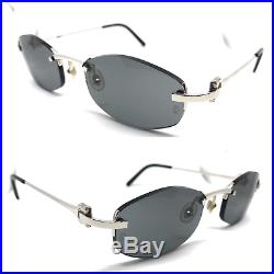 CARTIER Rimless Vintage! Eyeglasses / Sunglasses Silver Grey BOX 20807