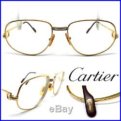 CARTIER Romance Louis Vintage Eyeglasses / Sunglasses Gold Silver 58-18-135