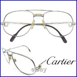 CARTIER Romance Santos 58-18 140 Mat Silver Vintage Eyeglasses Sunglasses 11129