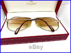 CARTIER Vendome Louis 1983 Silver Gold Vintage Eyeglasses / Sunglasses & BOX