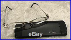 CARTIER Vintage Silver Metal Rimless Ladies Eyeglasses With 2 Cases