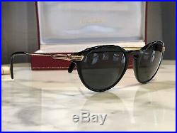 Cartier Black Jaspe 22k Gold Vintage Sunglasses Glasses Frames Rare Wire Metal
