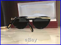 Cartier Black Jaspe 22k Gold Vintage Sunglasses Glasses Frames Rare Wire Metal