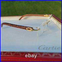 Cartier C Decor Eyeglasses Sunglasses 18k GOLD Logo Wood VINTAGE N. O. S