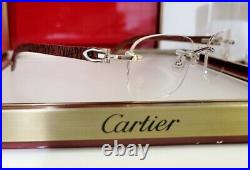 Cartier C Decor Eyeglasses Sunglasses Platinum Tiger Wood Bubinga Vintage N. O. S