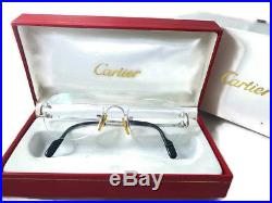 Cartier C Decor Madison Classic Platinum Rimless Eyeglasses Lunettes France