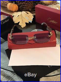 Cartier C Decor Vintage Optical Rimless Wood Eyeglass sunglass Frames