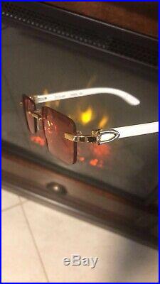 Cartier C Decor Vintage Optical Rimless Wood & Steel Eyeglass sunglass Frames