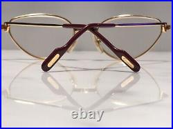 Cartier Cat Eye Vintage Scala C Decor Gold Sunglasses Glasses Eyeglasses Frame