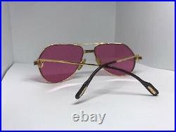Cartier Diamond Santos C Decor Gold Vintage Sunglasses Glasses Eyeglasses Frame