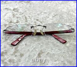 Cartier Eyewear Eyeglasses Rimless Red Acetate Frame C Decor Silver 140-20