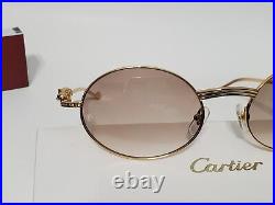 Cartier Glasses Wire Oval Panthère Gold/Bronze Sunglasses Unisex