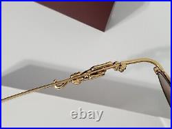 Cartier Glasses Wire Oval Panthère Gold/Bronze Sunglasses Unisex