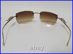 Cartier Glasses Wire Studded Panthère Gold/Bronze Rimless Sunglasses Unisex