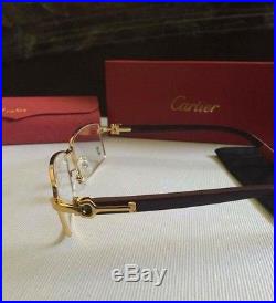 Cartier Gold Rim Wood Frame Glasses- Vintage Style- Authentic- Mens- Pre Owned
