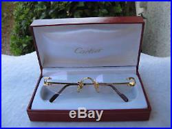Cartier New Capri Vtg #2606162 1990' 18kt Heavy Plated France Rimless Eyeglasses