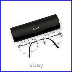 Cartier Paris Made in France 140 Silver Prescription Eyeglasses withPortable Case