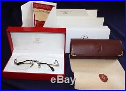 Cartier Paris Rimless Platinum SS Eye Glasses w. Original COA & Cases REF1981553