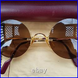Cartier Rimless Frame C decor Sunglasses Authentic MADE in FRANCE /w case