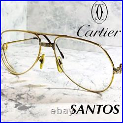 Cartier Santos Vintage Eyeglasses 061881 59? 16 Gold Plated Frame Good Condition