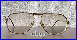 Cartier Vintage Eyeglasses 59? 14 140 Gold Frame Clear Brown Lens with box