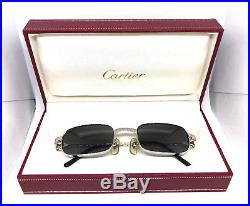 Cartier Vintage Eyeglasses / Sunglasses with BOX. Vendome Santos Silver 48-21
