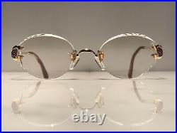 Cartier Vintage Ruby Scala C Decor Gold Sunglasses Glasses Eyeglasses Frame