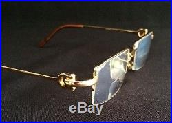 Cartier Vintage Semi Rimless Eyeglasses Frames Gold Authentic